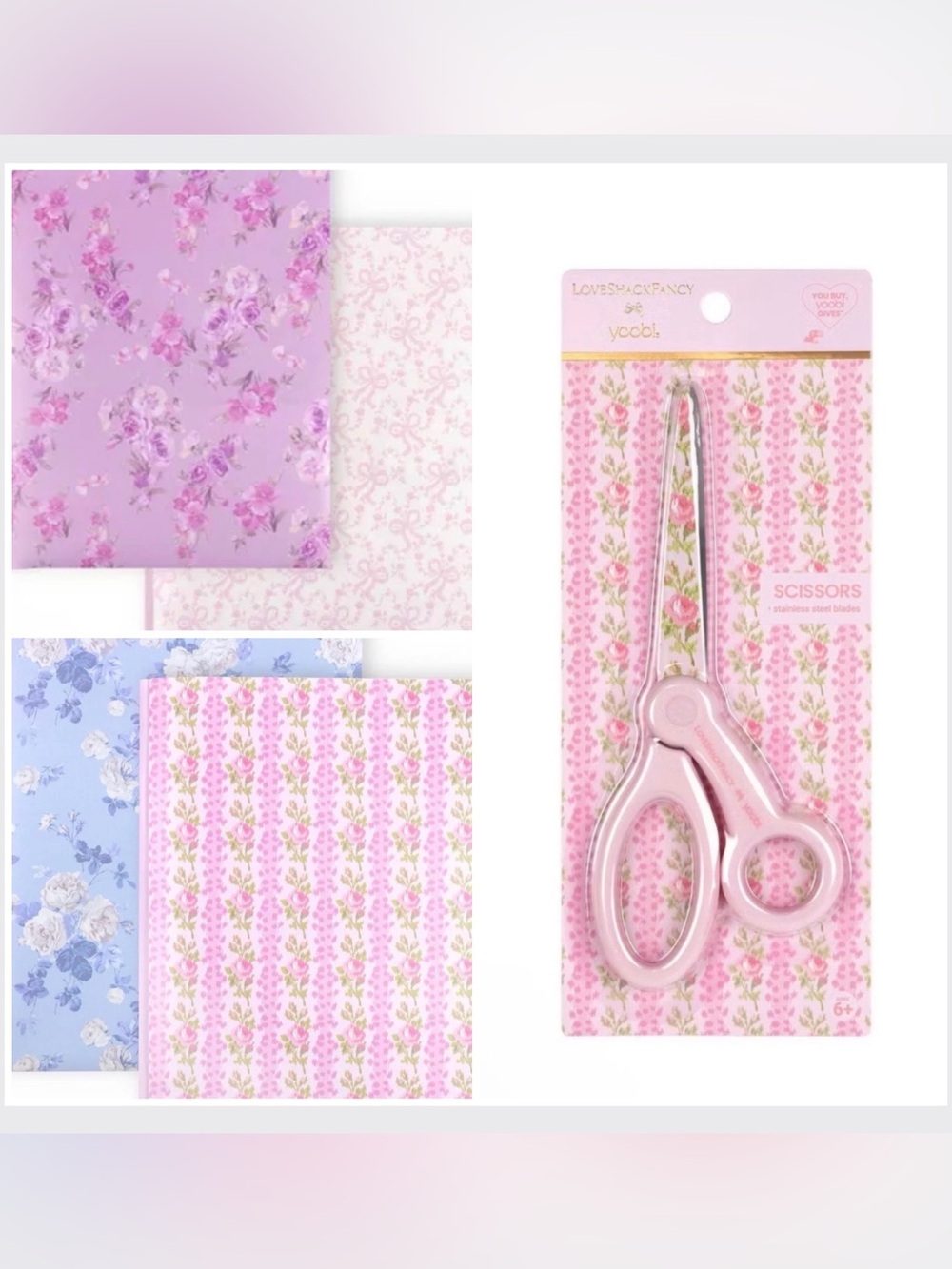 LoveShackFancy x Target - Bundle: Scissors and 2 sets of Yoobi 2pk Poly Folders